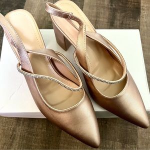 Metallic Champagne Slingback Heels